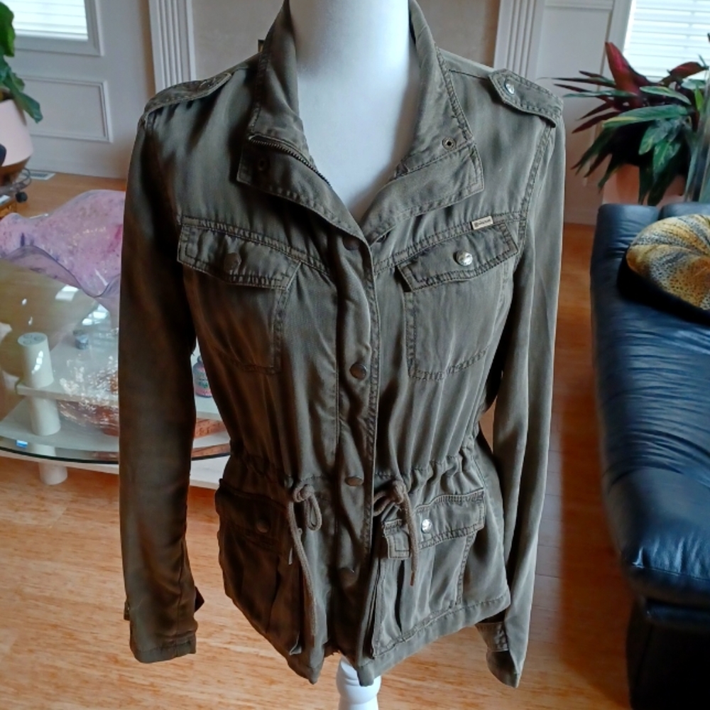 Max Studio Army Green Drawstring Jacket, Size Sma… - image 1